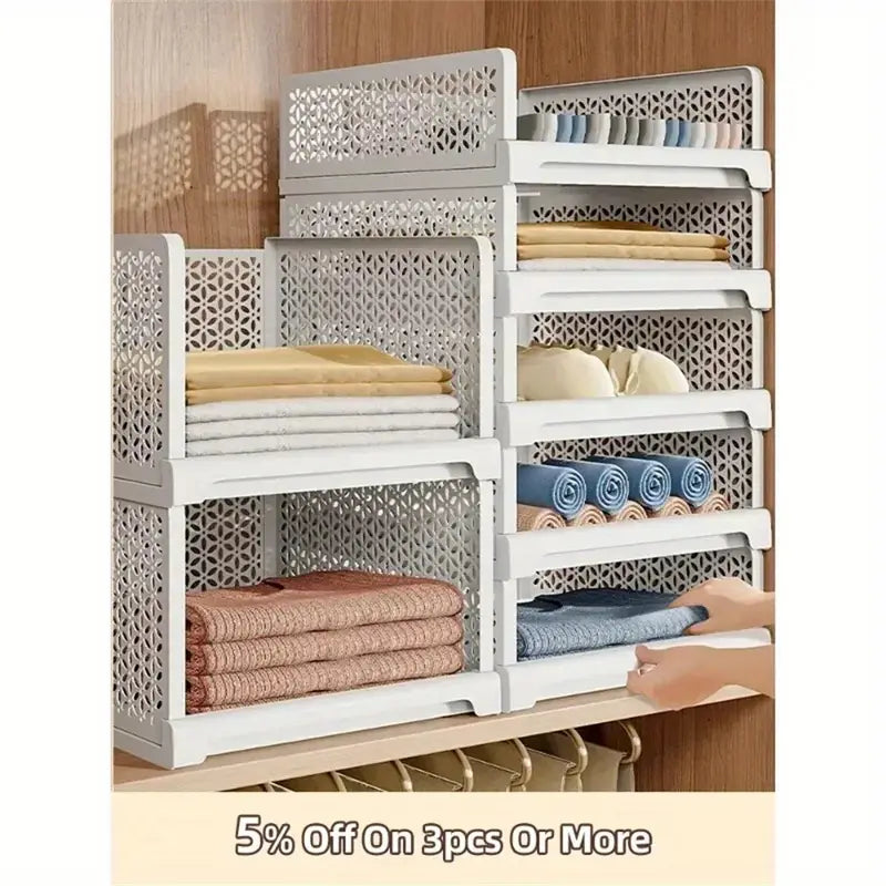 2pcs Classic Style Plastic Pull-Out Closet Storage Shelves