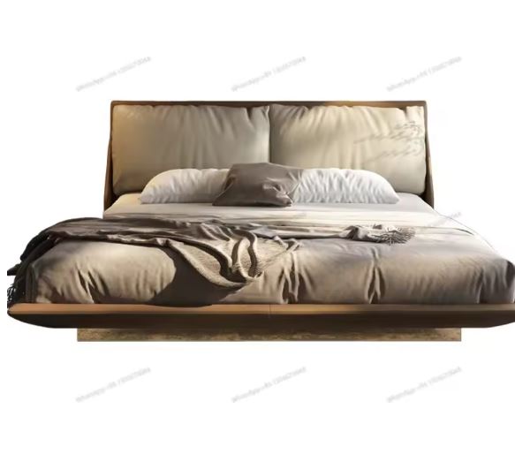 style suspended leather bed minimalist
