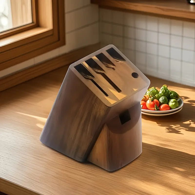 6-in-1 Natural Wood Kitchen Knife Storage Rack