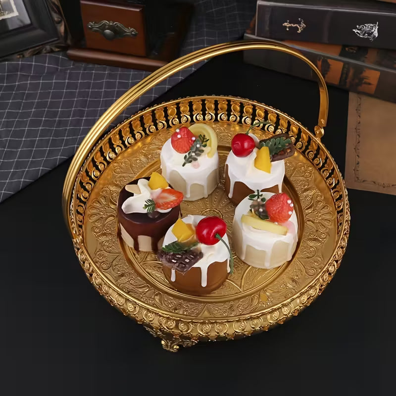 1pc Creative Handheld Golden Tray