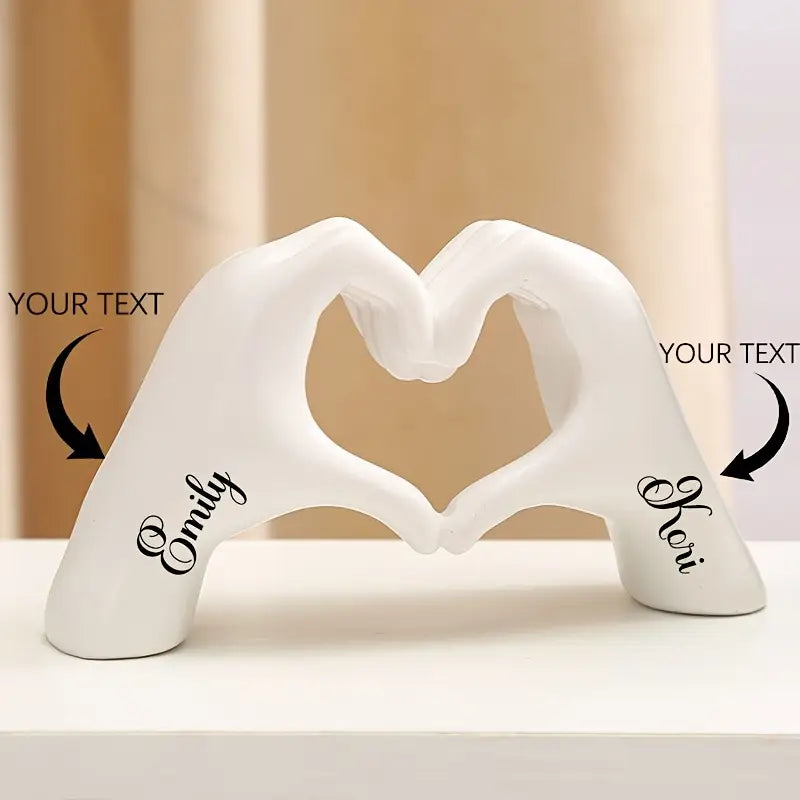 Customizable Resin Love Heart Hands Figurine