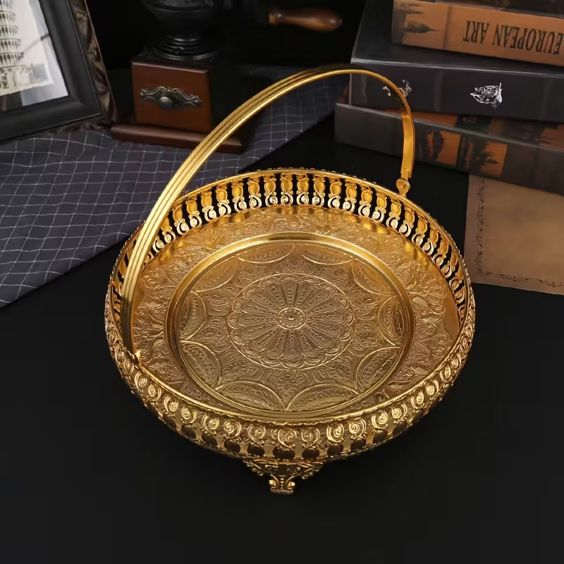 1pc Creative Handheld Golden Tray