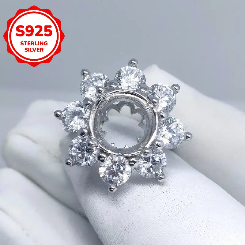 1pc 11mm The 925 Silvery Minimalist Sunflower