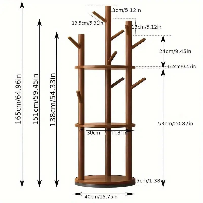3-in-1 Coat Rack with 9 Hooks