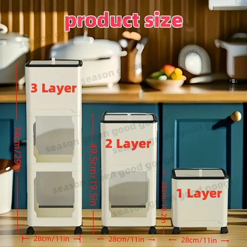 3/2/1-Tier Kitchen Multi-Purpose Mobile Storage Rack