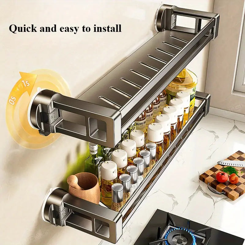 Wall-Mounted Kitchen Spice Shelves &amp; Multi-Functional Storage Rack