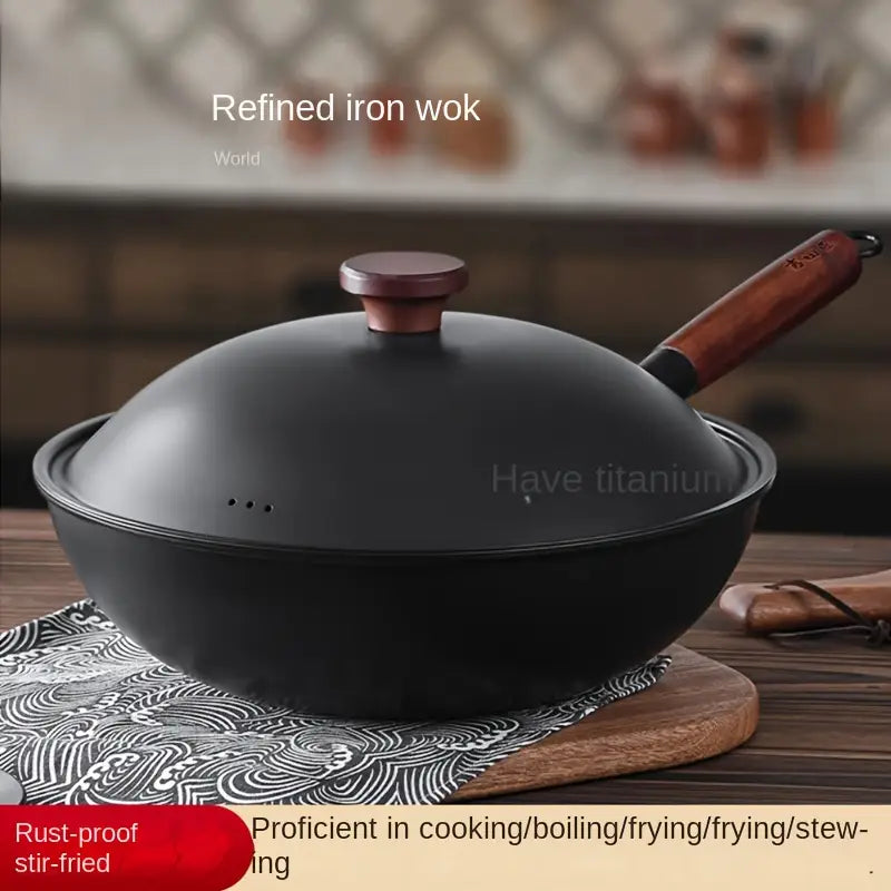 Japanese-Style Iron Wok Non-Stick Pan Induction Cooker