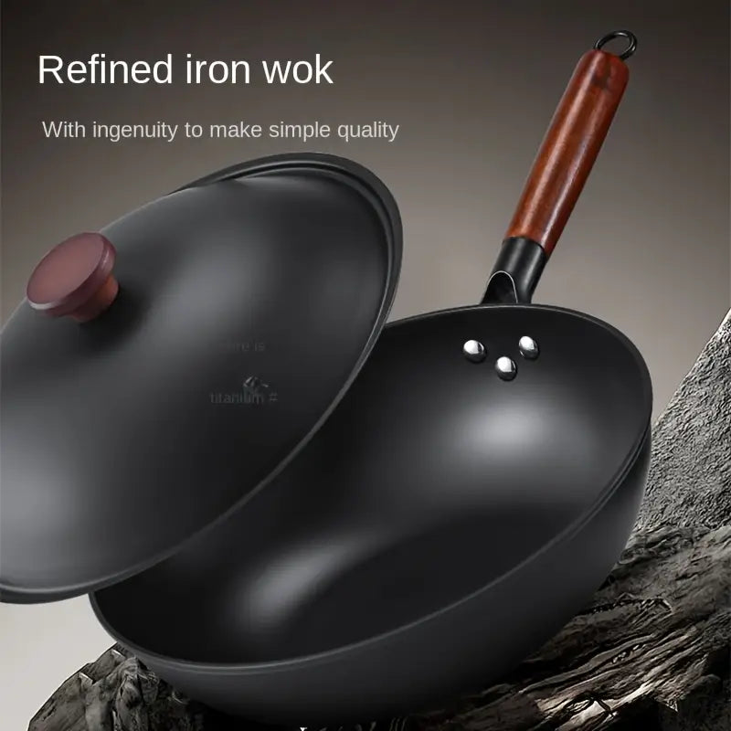 Japanese-Style Iron Wok Non-Stick Pan Induction Cooker