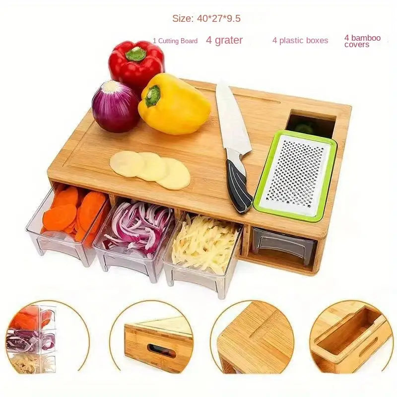 Bamboo Cutting Board Set with Storage