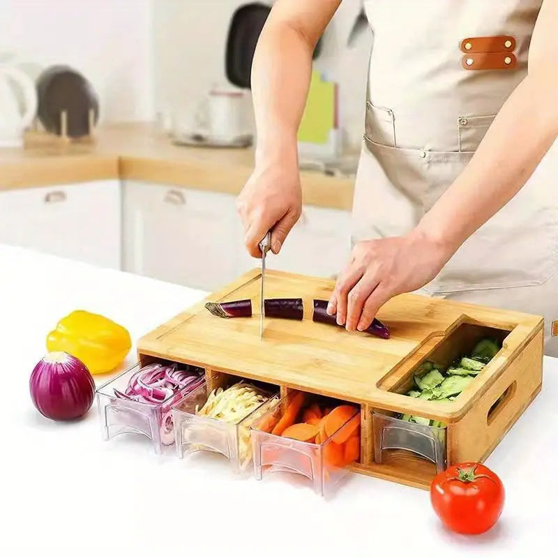 Bamboo Cutting Board Set with Storage