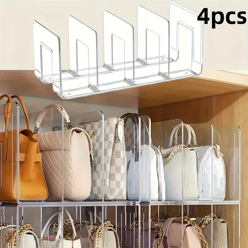 4pcs Clear Acrylic Bag Storage Dividers