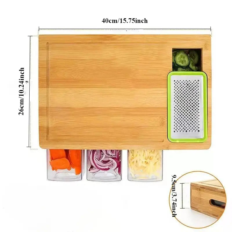 Bamboo Cutting Board Set with Storage