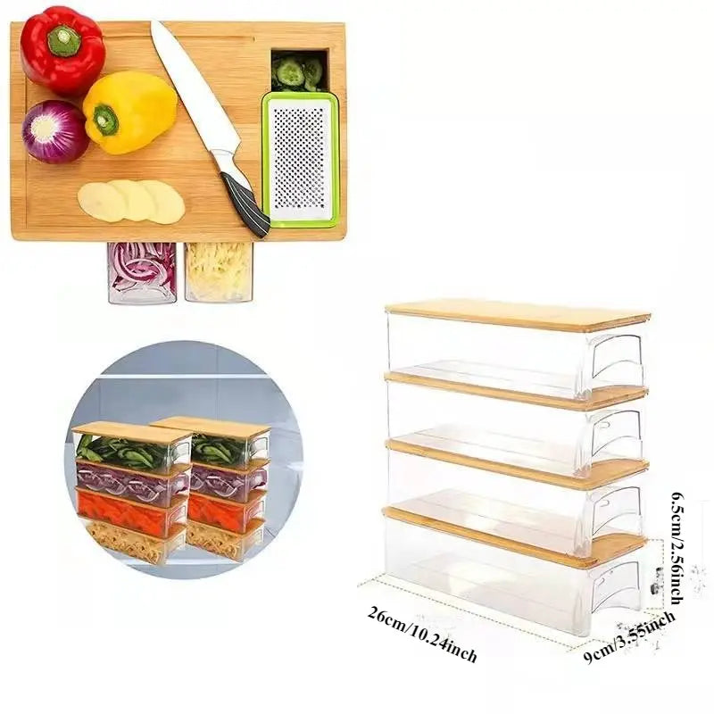 Bamboo Cutting Board Set with Storage