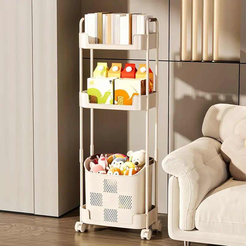 3-Tier Rolling Storage Rack with Wheels - Heavy-Duty Bathroom Organizer