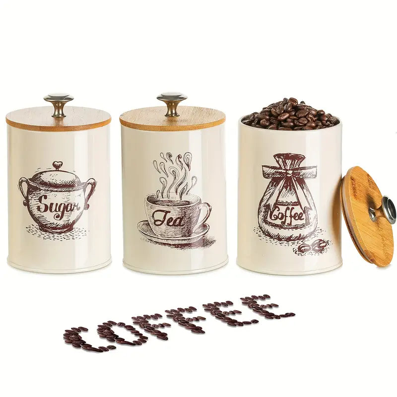3pcs/set Tea Coffee Sugar Canister Kitchen
