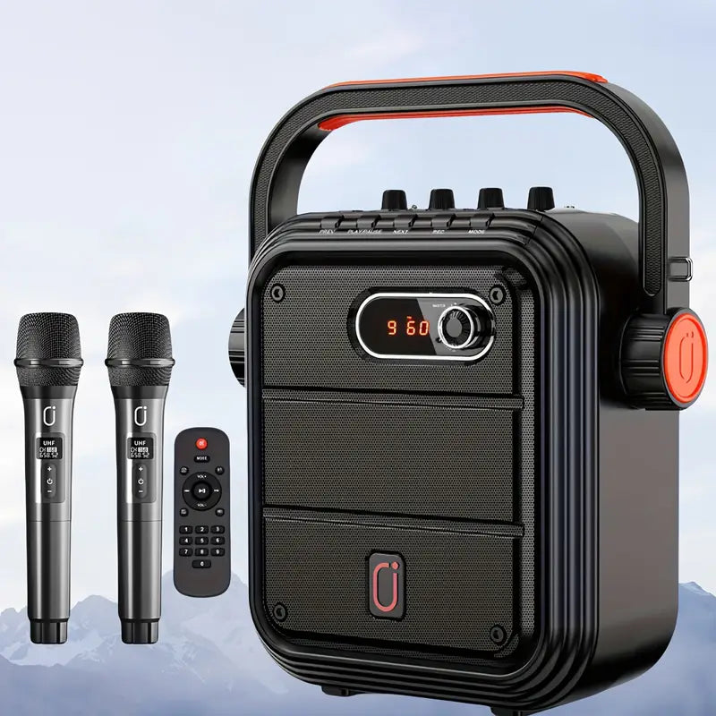 JYX 2023 Karaoke Speaker System with 2-in-1 Wireless Microphones