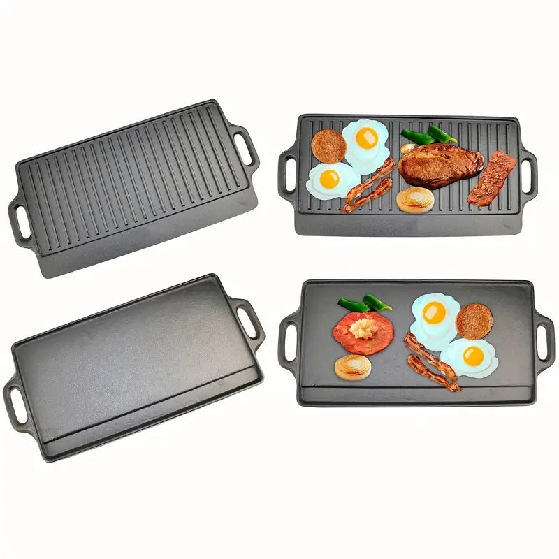 50cm Non-Stick Cast Iron Double-Sided Grill Pan