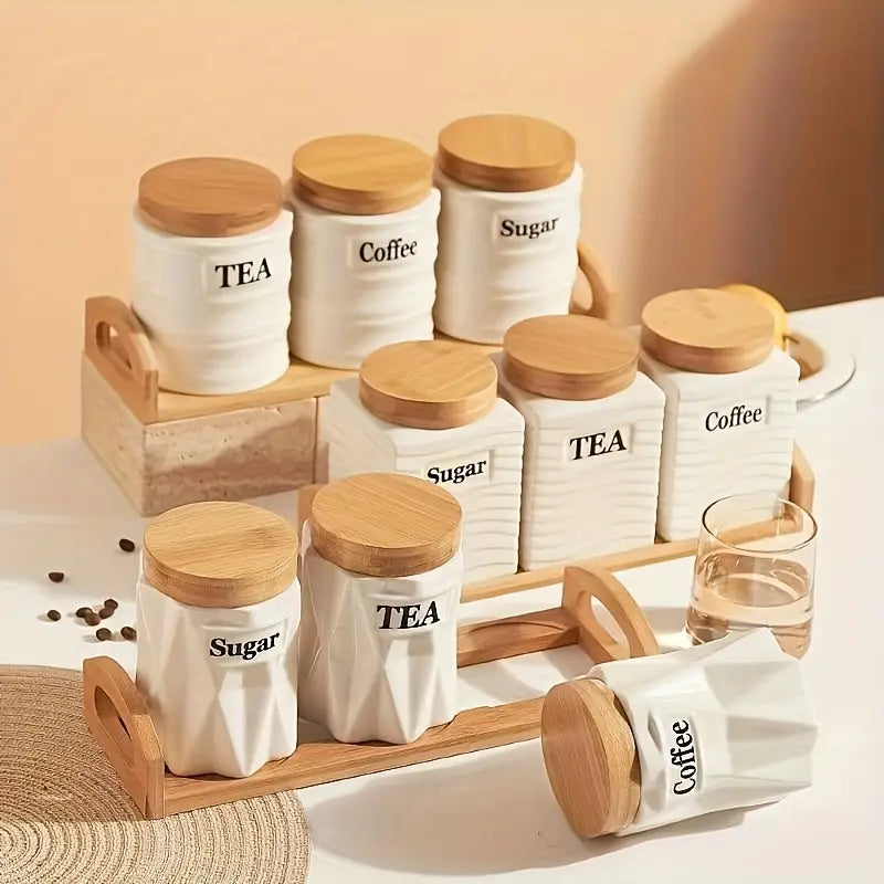 Set of Three: Luxurious Ceramic Sealed Jars for Home Kitchen