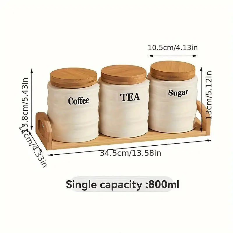 Set of Three: Luxurious Ceramic Sealed Jars for Home Kitchen