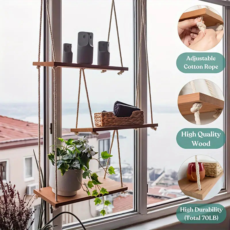 Versatile 3-Tier Wall-Mounted Shelves for Indoors