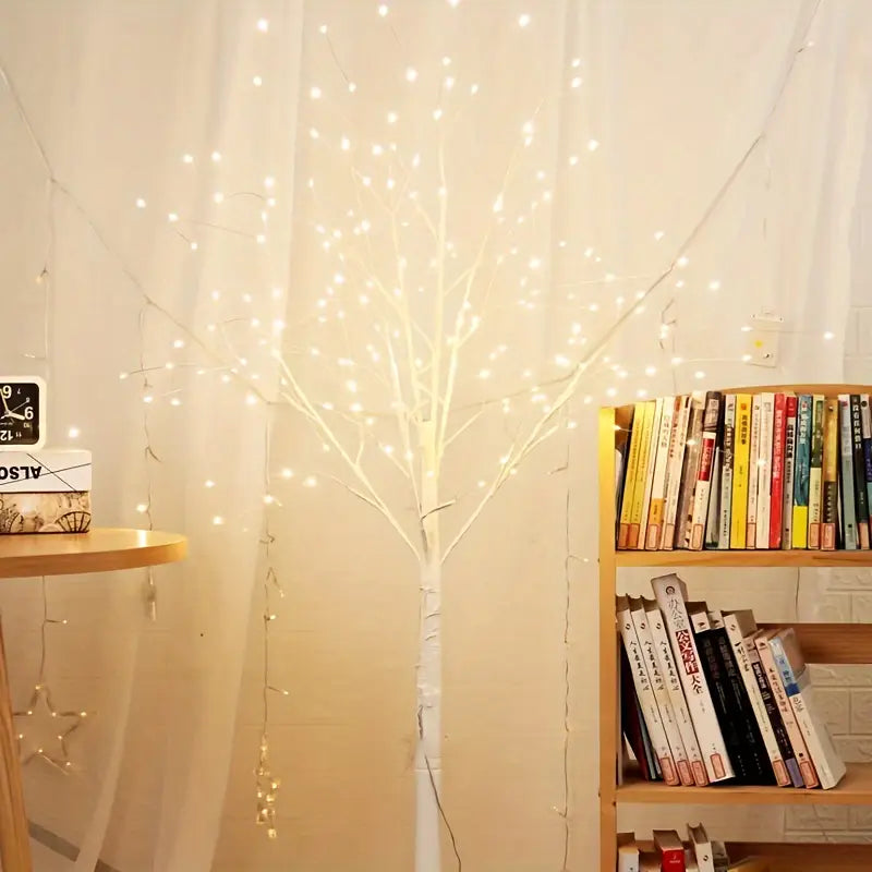 1pc USB-Powered Lighted Birch Tree with Warm White Fairy Lights