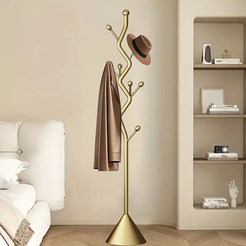 Stylish Golden Metal Coat Rack with 9 Hooks