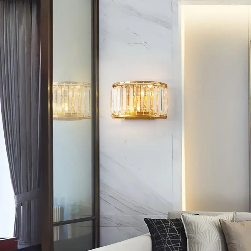 Modern Luxury Elegant Crystal Semi-Circular LED Wall Light