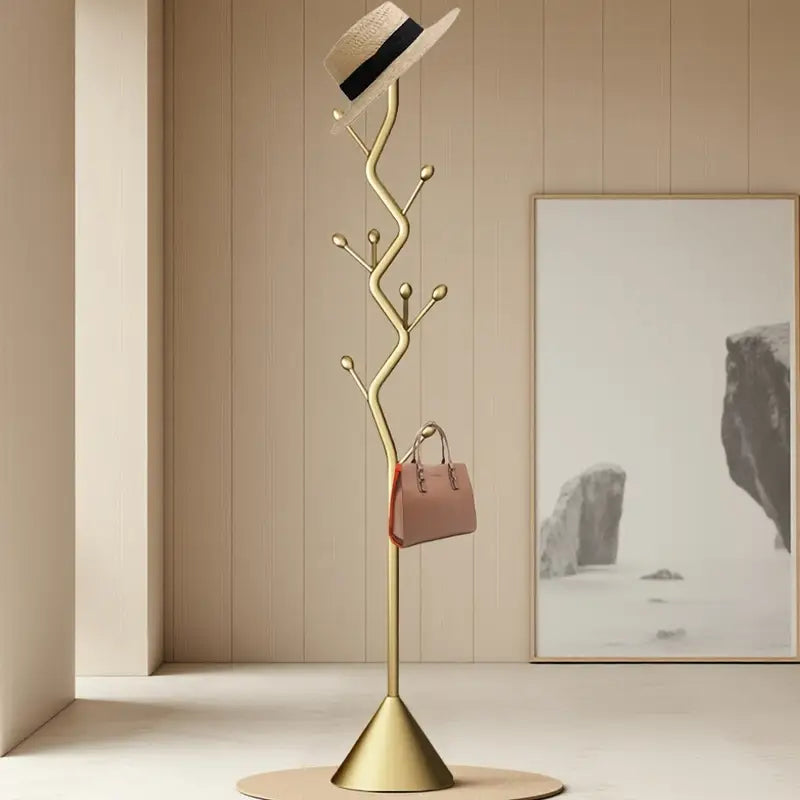 Stylish Golden Metal Coat Rack with 9 Hooks