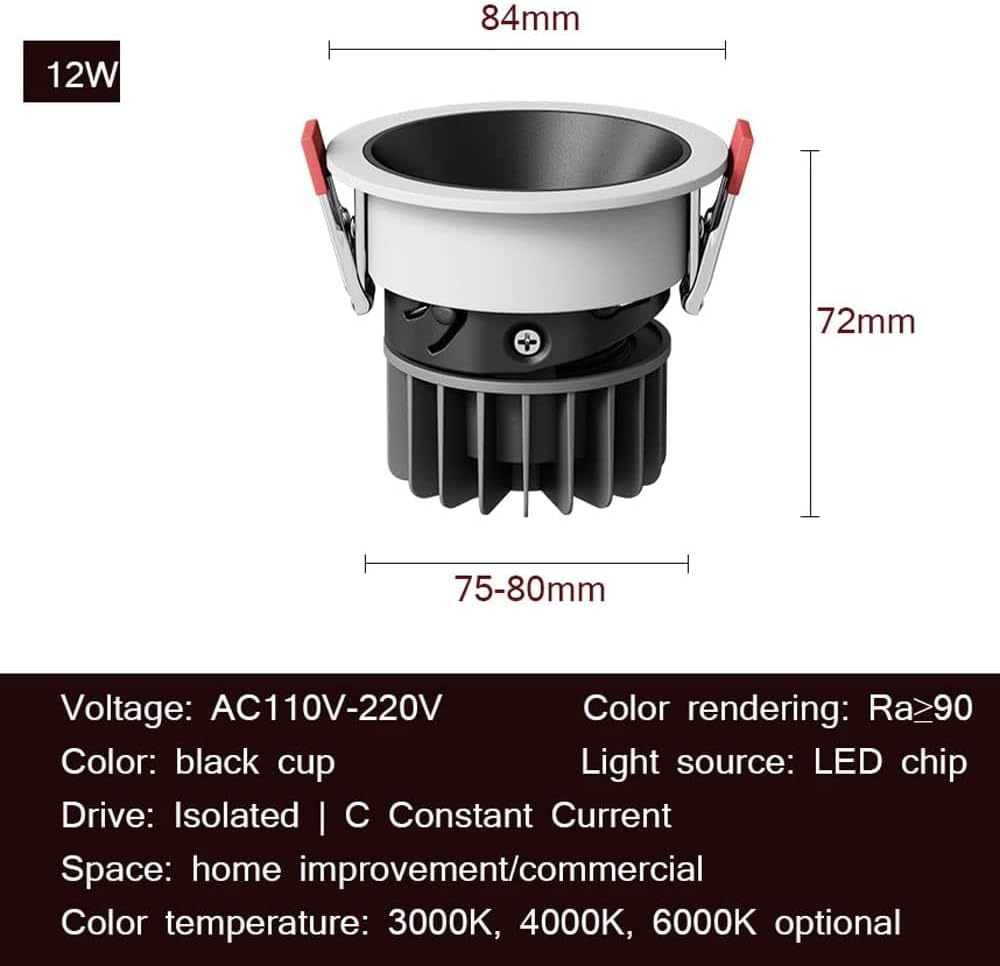 7W, 10W, 12W COB Aluminum Recessed Ceiling Light