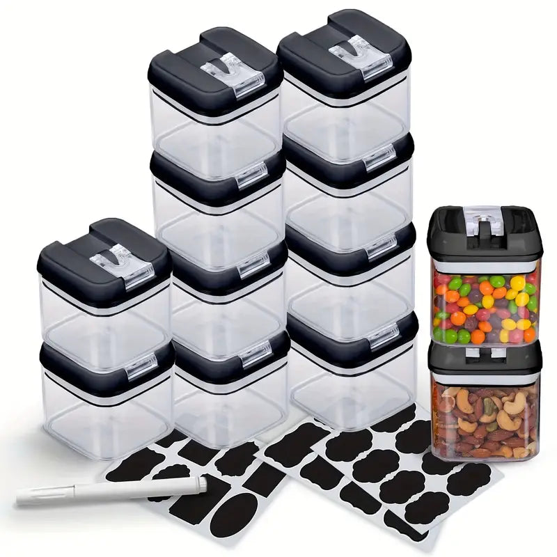 12 black transparent buckle 0.5L square containers