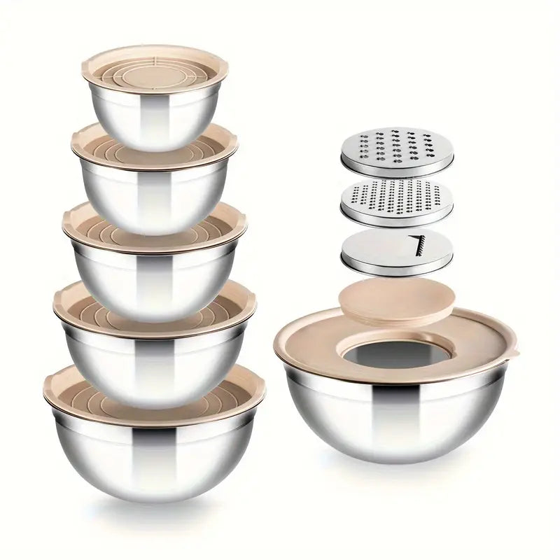 15pcs (6pcs Mixing Bowl + 6pcs Lid + 3pcs Grater)