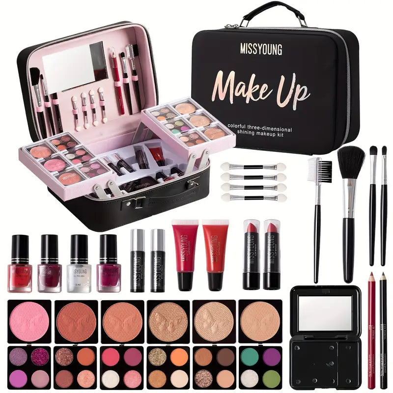 77pcs Makeup Kit Set with Shimmer Eyeshadow, Blush, Bronzer, Lipstick &amp; Gloss