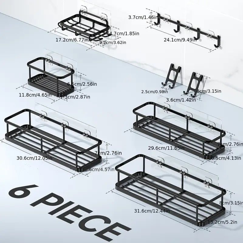 No Drill Wall Mounted Bathroom Shelf