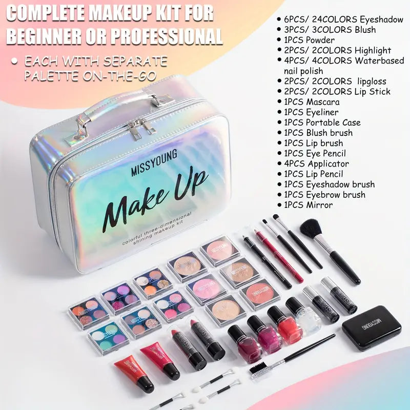77pcs Makeup Kit Set with Shimmer Eyeshadow, Blush, Bronzer, Lipstick &amp; Gloss