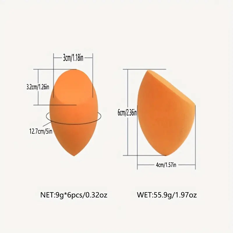 Set of 6 Orange Beauty Sponges