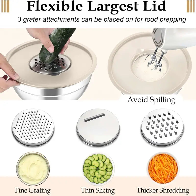 15pcs (6pcs Mixing Bowl + 6pcs Lid + 3pcs Grater)