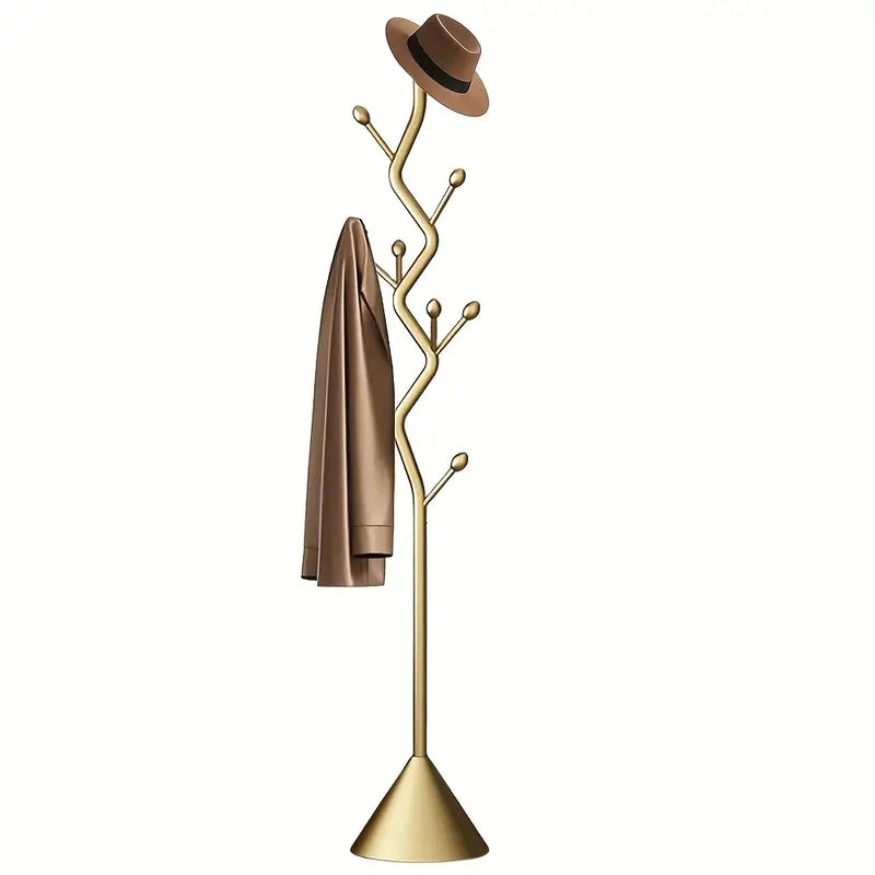 Stylish Golden Metal Coat Rack with 9 Hooks