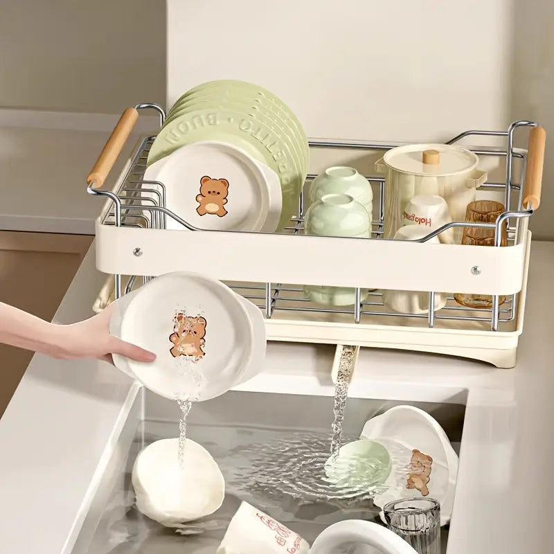 ZHOHO TANT Stainless Steel Dish Drying Rack with Utensil Holder