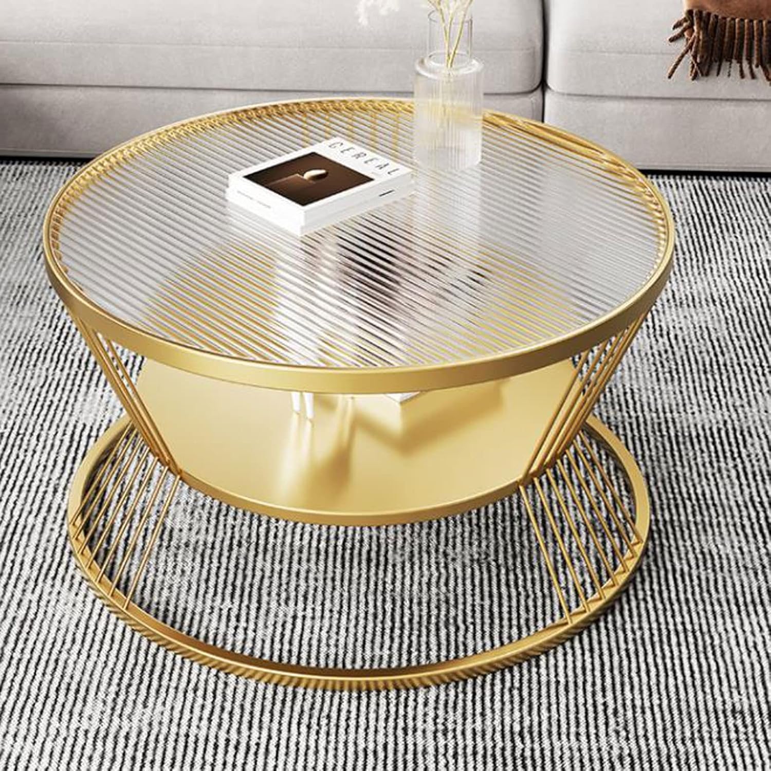 Coffee Table 23.6" 2-Tier Round Coffee Table