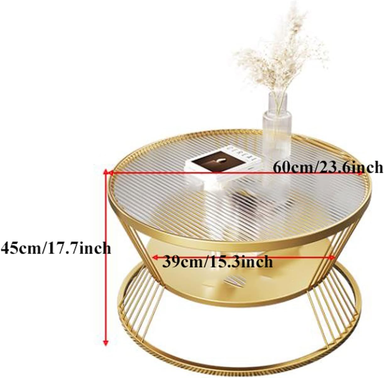Coffee Table 23.6" 2-Tier Round Coffee Table