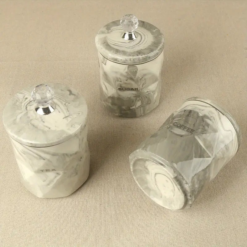 Marble Texture Gray Pink Ceramic Storage Jar