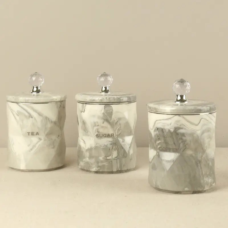 Marble Texture Gray Pink Ceramic Storage Jar
