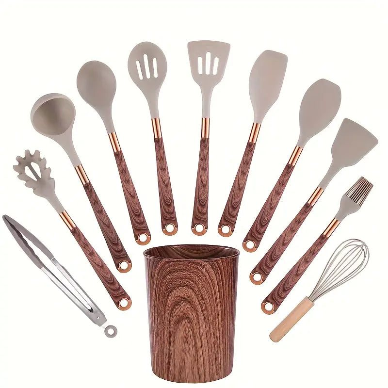 Silicone Wood Grain Cookware Set