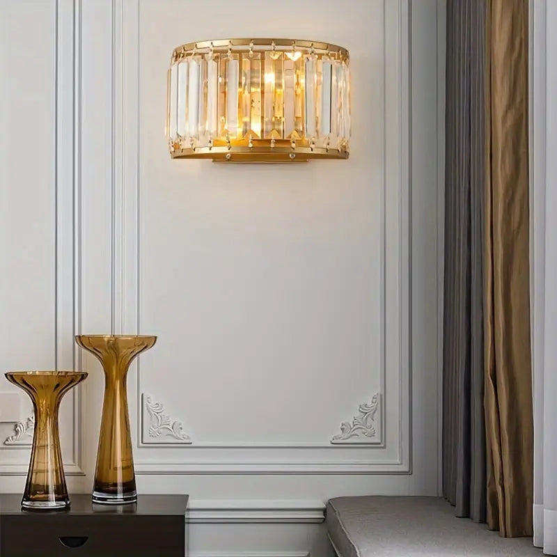 Modern Luxury Elegant Crystal Semi-Circular LED Wall Light