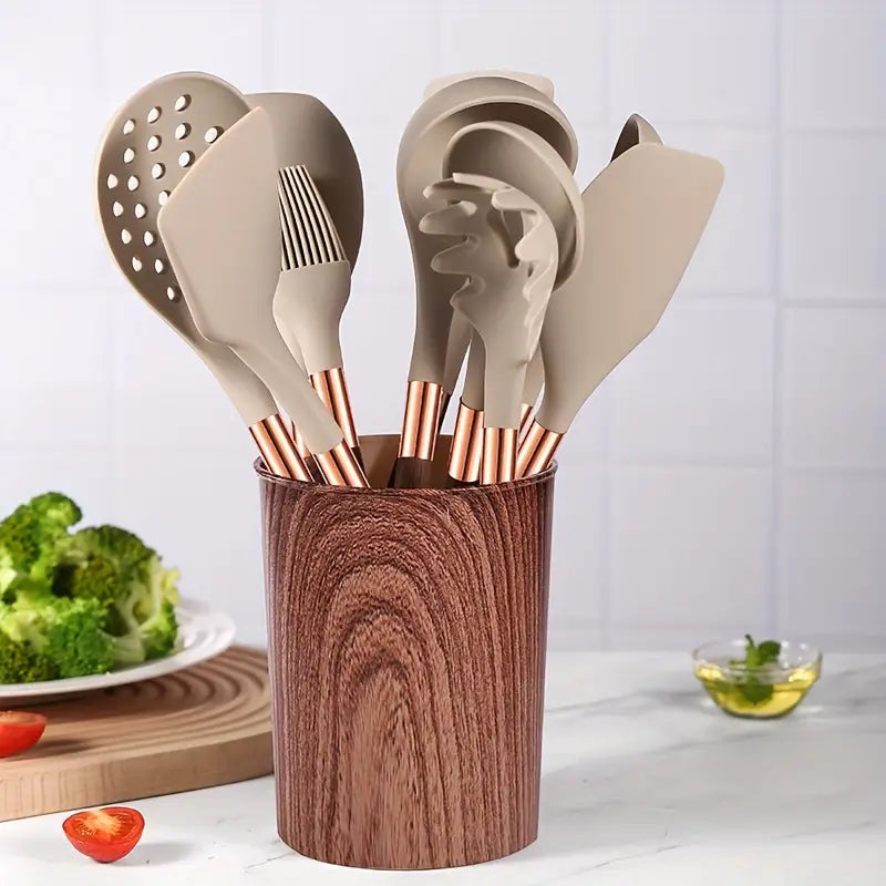 Silicone Wood Grain Cookware Set