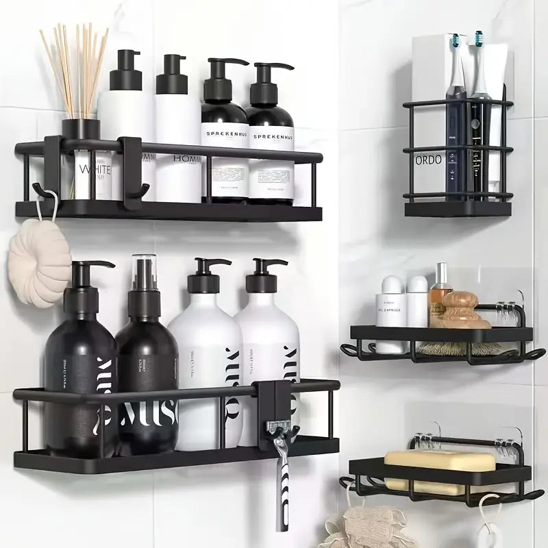 No Drill Wall Mounted Bathroom Shelf