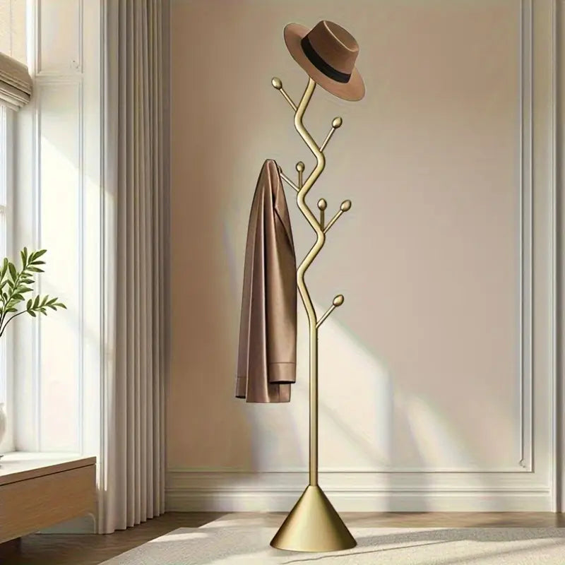 Stylish Golden Metal Coat Rack with 9 Hooks