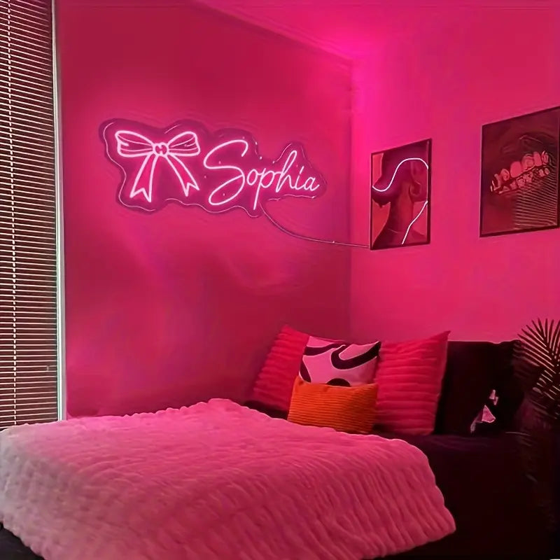 Personalized LED Neon Sign with Bow Tie - Custom Name "Sofia"