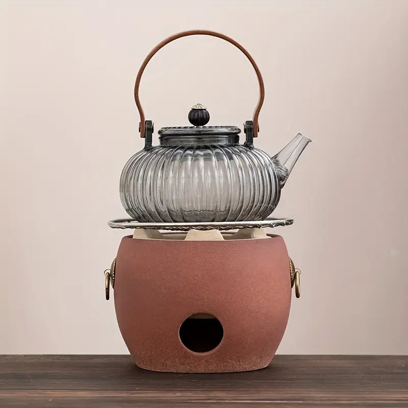 1set Pumpkin Pot, Tea Pot, Ceramic Heating Base