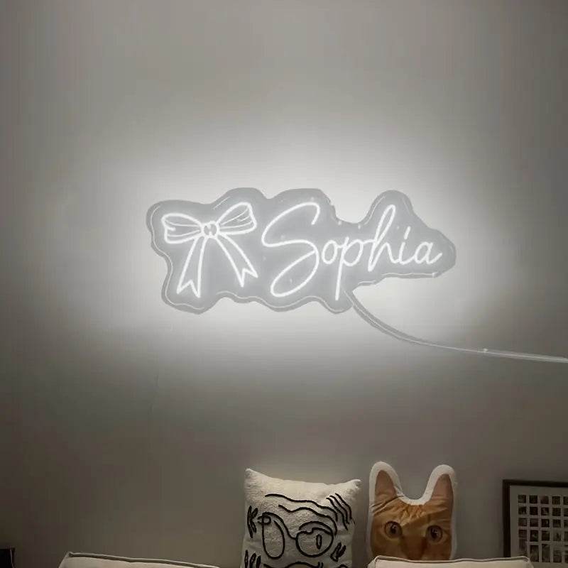 Personalized LED Neon Sign with Bow Tie - Custom Name "Sofia"